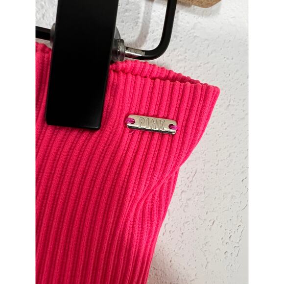 PINK Active Seamless Ombre Ribbed Shorts Hot Pink Tan | Small - Picture 4 of 5